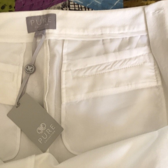 PURE Collection Cotton Stretch Crop Trouser Pants Soft White sz 6 NWT - Picture 10 of 12